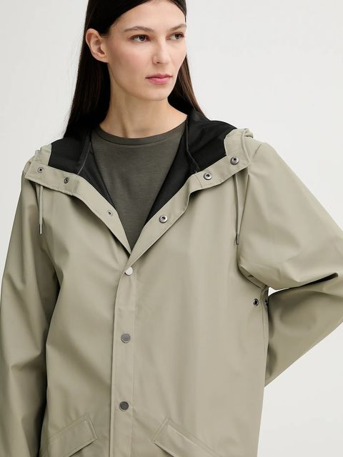 Rains kurtka Long Jacket W3 kolor zielony przejściowa 12020