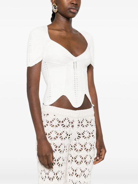 Cult Gaia Eliza V-neck scalloped top - White