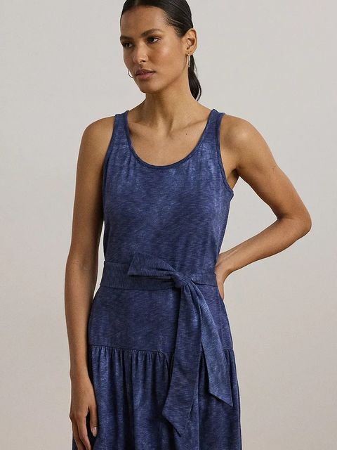 Lauren Ralph Lauren sukienka kolor niebieski midi rozkloszowana 200973602