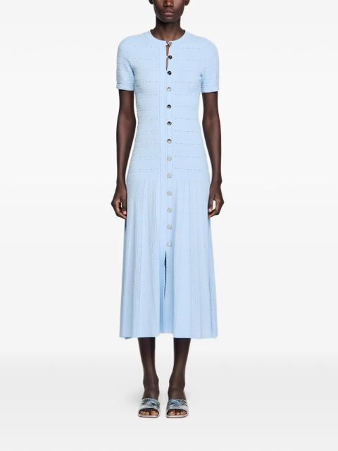 SANDRO buttoned knitted midi dress - Blue - zdjęcie produktu nr 2