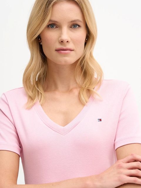 Tommy Hilfiger t-shirt bawełniany damski kolor różowy WW0WW40584