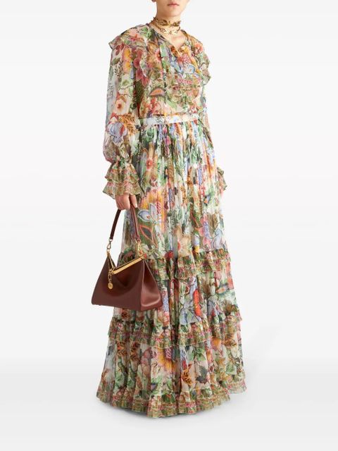 ETRO floral-print tiered silk skirt - White - zdjęcie produktu nr 2