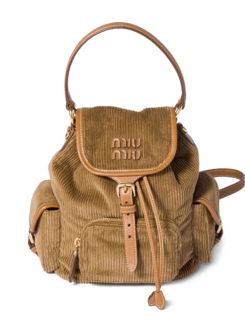 Miu Miu medium corduroy cotton backpack - Brown - zdjęcie produktu nr 1