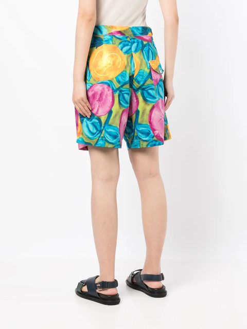 Marni floral-print belted-waist shorts - Multicolour