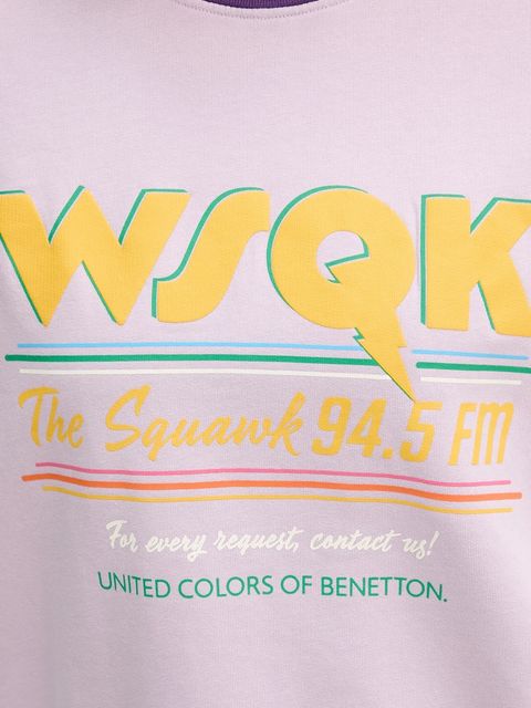 United Colors of Benetton bluza bawełniana dziecięca x Stranger Things damska kolor fioletowy wzorzysta 33NVD10BB