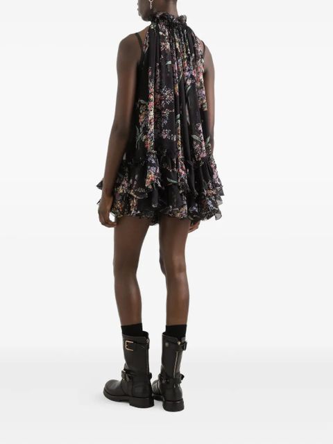Dolce & Gabbana ruffled floral mini dress - Black