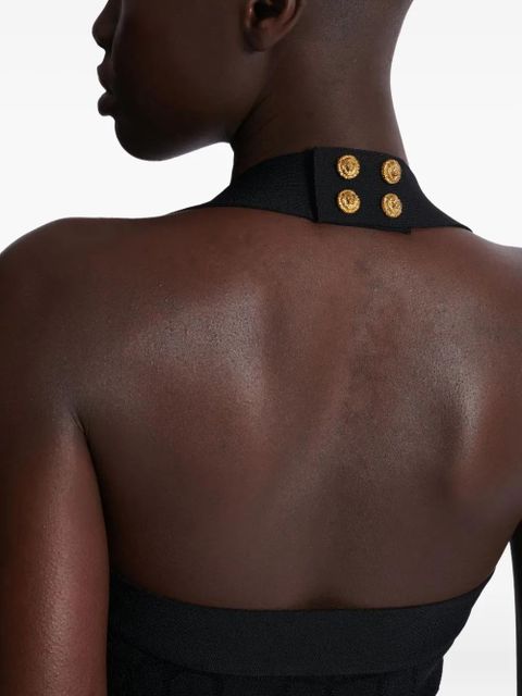 Balmain halterneck zip-front mini dress - Black