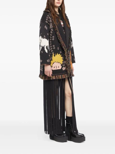 Alanui Little Prince bandana fringe cardigan - Black