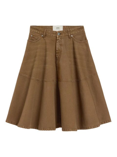 AMI Paris cotton midi skirt - Brown - zdjęcie produktu nr 1