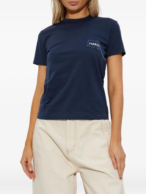 Marni embroidered-patch T-shirt - Blue