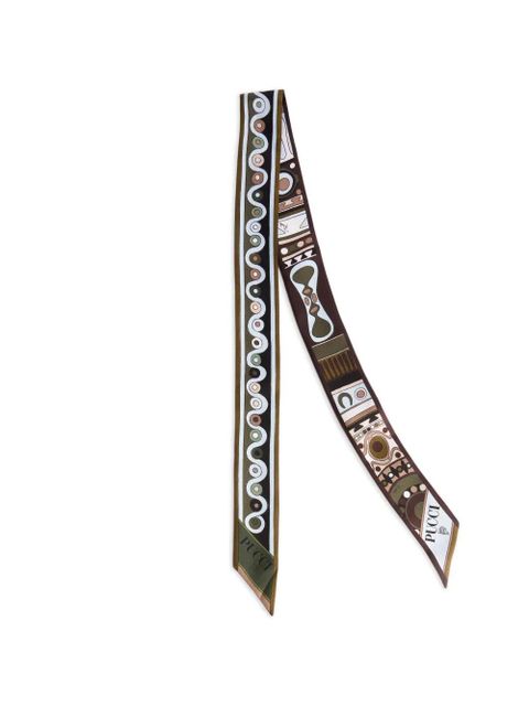PUCCI mixed-print silk twill scarf - Brown - zdjęcie produktu nr 1