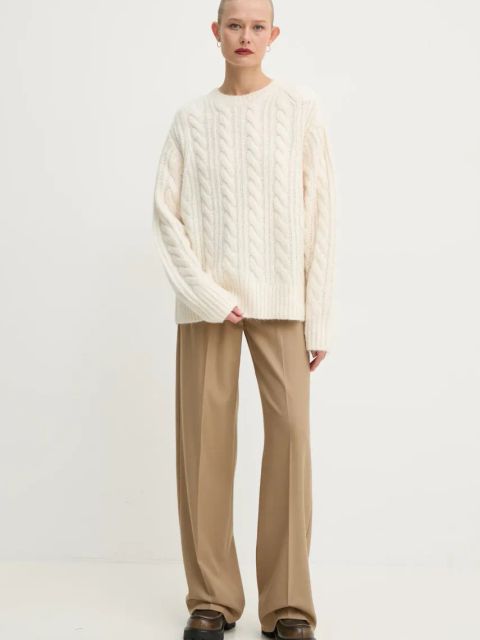 Stand Studio sweter wełniany Ina Sweater damski kolor beżowy ciepły 66362-8713