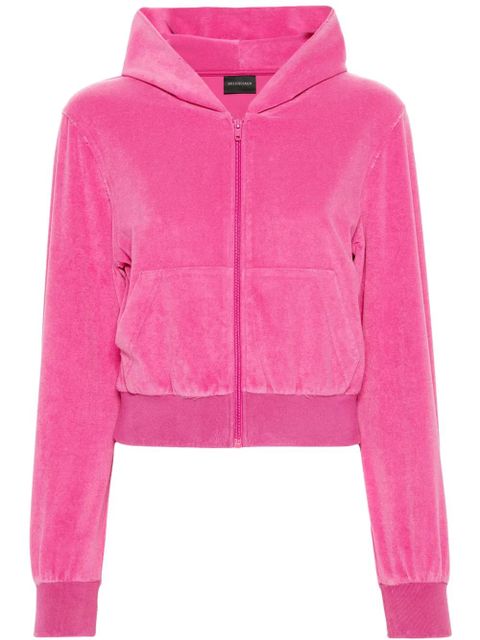 Balenciaga rhinestone-logo zipped hoodie - Pink - zdjęcie produktu nr 1