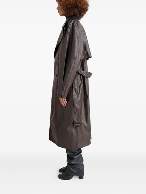 LEMAIRE metallic-effect double-breasted trench coat - Brown