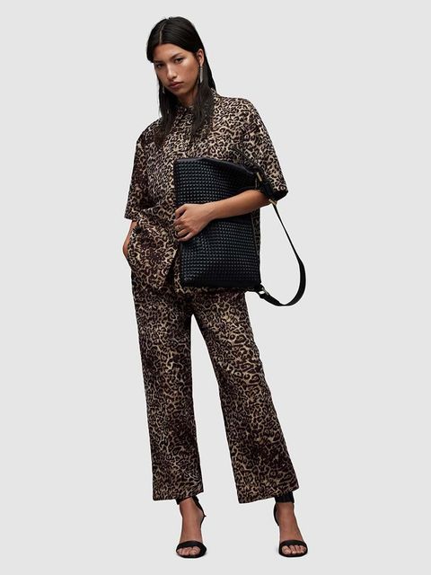 AllSaints spodnie JEMI LEPPO damskie kolor czarny szerokie high waist