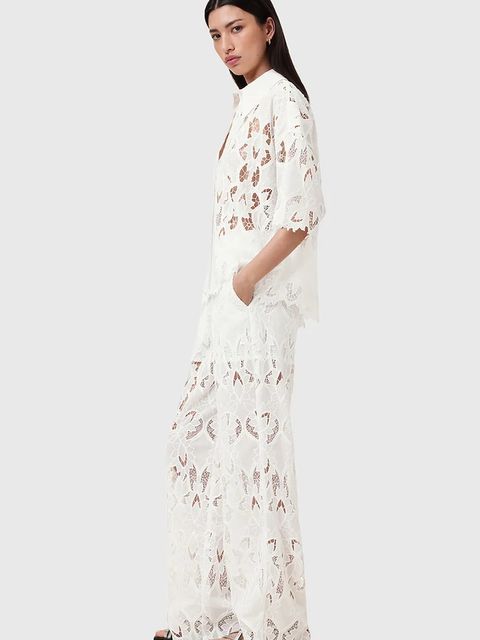 AllSaints koszula CHARLI damska kolor biały relaxed z kołnierzykiem klasycznym W098PC