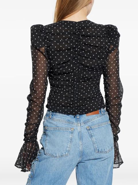 ROTATE BIRGER CHRISTENSEN polka-dot ruched blouse - Black