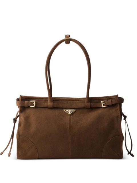 Prada Bonnie large nubuck leather handbag - Brown - zdjęcie produktu nr 1