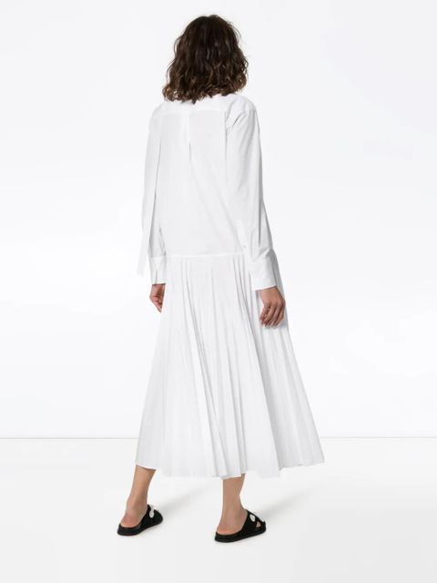 Valentino Garavani pleated cotton-blend poplin dress - White