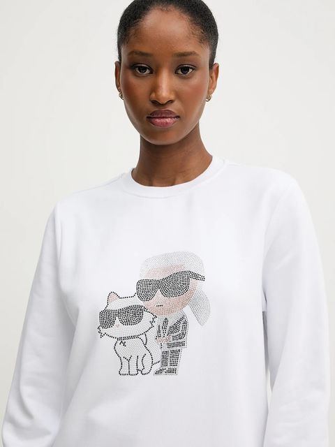 Karl Lagerfeld bluza IKON damska kolor biały z nadrukiem A3W20069