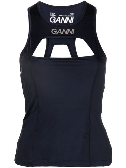GANNI Active logo-print tank top - Blue
