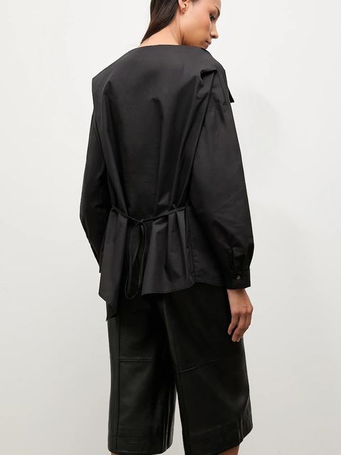 Answear.LAB koszula bawełniana damska kolor czarny regular z kołnierzykiem klasycznym