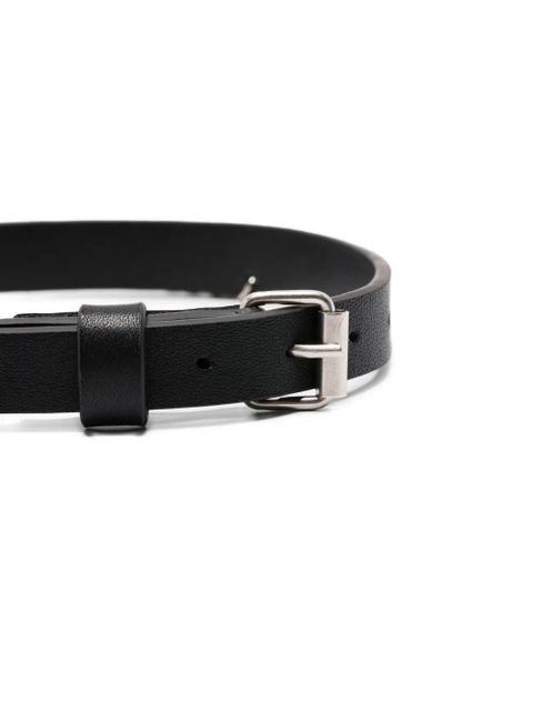 Alessandra Rich heart-pendant leather necklace - Black