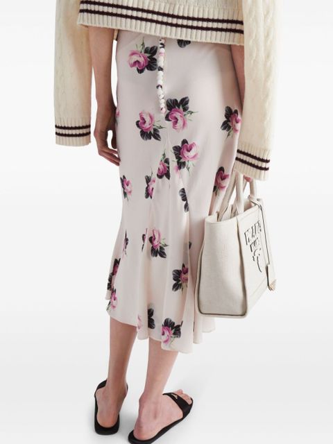 Prada floral-print sablé midi dress - White - zdjęcie produktu nr 2