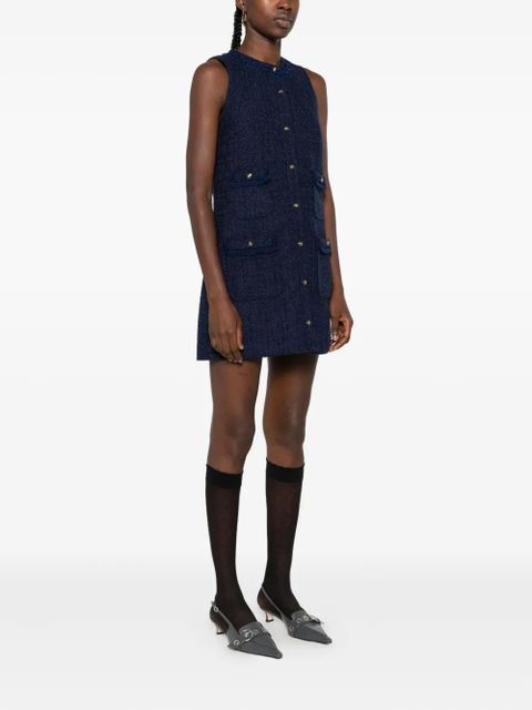 SANDRO tweed flap-pocket mini dress - Blue