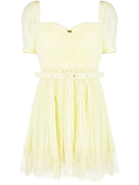 Self-Portrait chiffon lace-detail minidress - Yellow - zdjęcie produktu nr 1