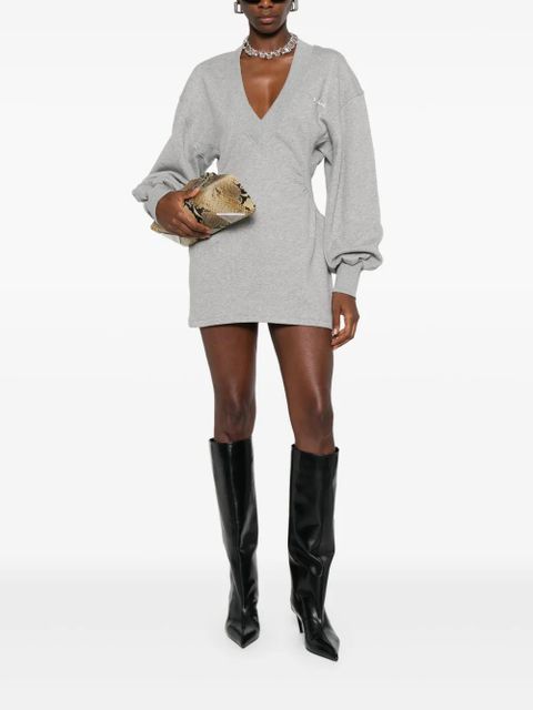 The Attico V-neck long-sleeves mini dress - Grey