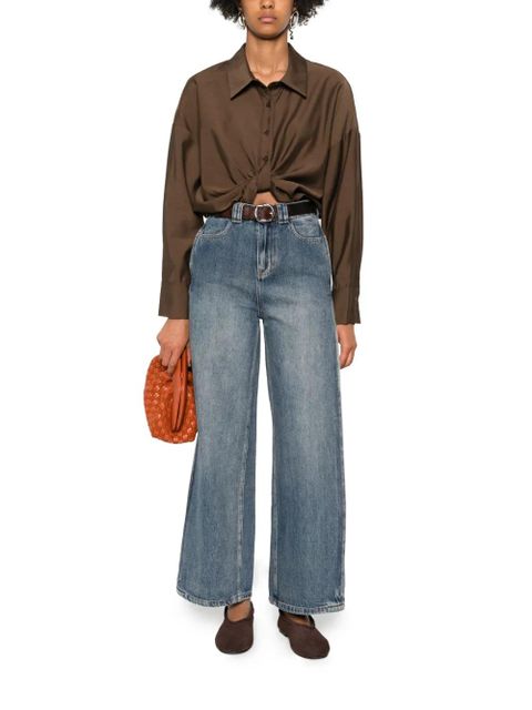 Eleh twisted-front cotton shirt - Brown - zdjęcie produktu nr 2