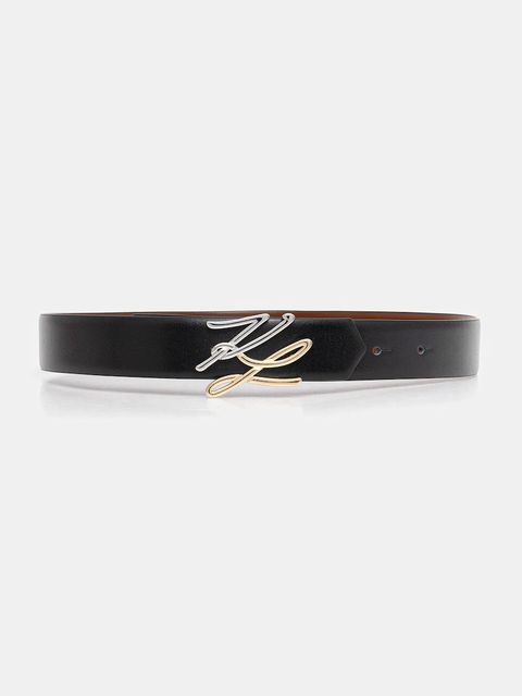 Karl Lagerfeld pasek skórzany dwustronny K/AUTOGRAPH damski kolor czarny B1W33044 - zdjęcie produktu nr 1