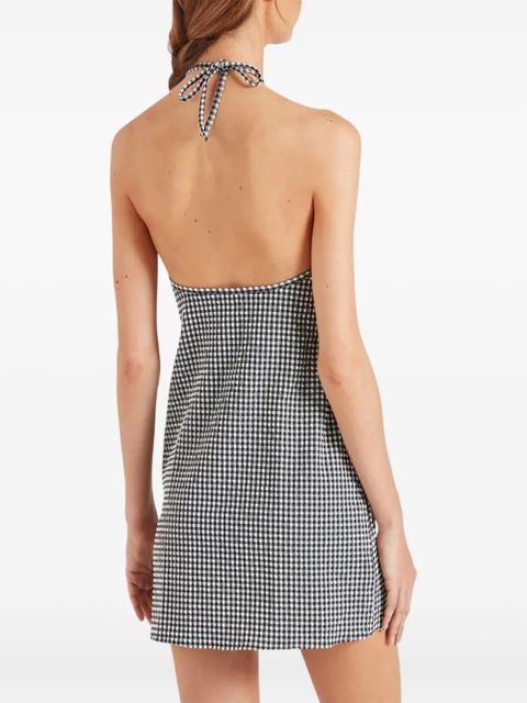 Hunza G halterneck gingham seersucker mini dress - White - zdjęcie produktu nr 2