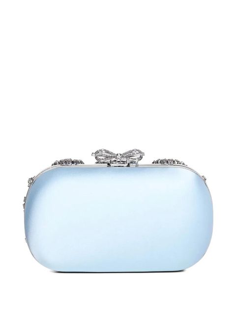 Self-Portrait crystal-embellished bow clutch bag - Blue - zdjęcie produktu nr 2
