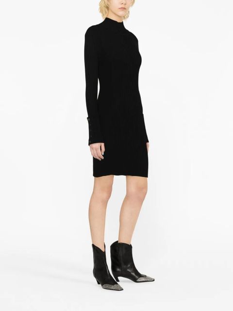 Rabanne high-neck ribbed-knit minidress - Black