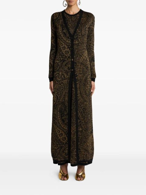 ETRO metallic paisley long cardigan - Black