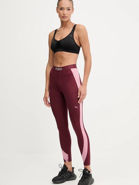 Puma legginsy treningowe damskie kolor bordowy wzorzyste 526679 - zdjęcie produktu nr 2