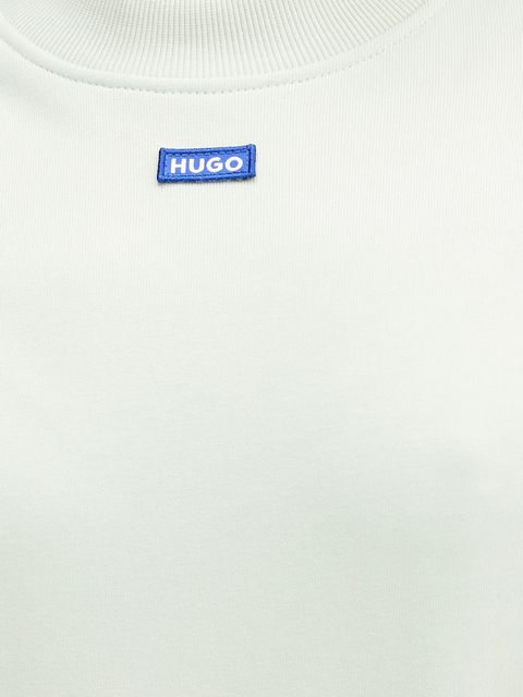 Hugo Blue bluza bawełniana damska kolor zielony z aplikacją 50534344