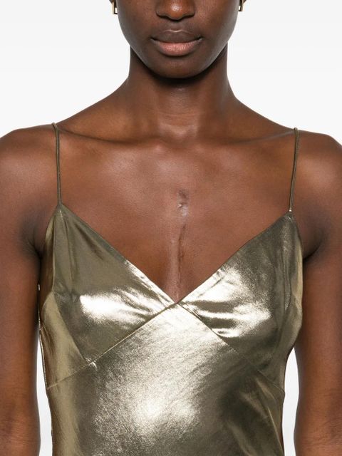 Self-Portrait metallic-effect maxi dress - Gold