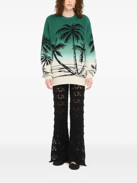 Alanui Wave Bloom palm-tree sweater - Green - zdjęcie produktu nr 2