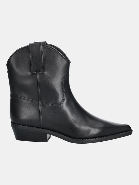 MICHAEL Michael Kors botki skórzane Noemie damskie kolor czarny na płaskim obcasie 40F5NOME7L.001