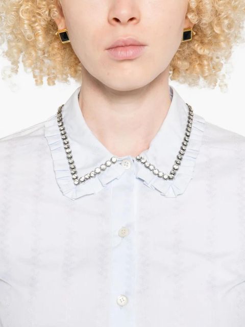 Miu Miu embellished ruffled-collar shirt - Grey