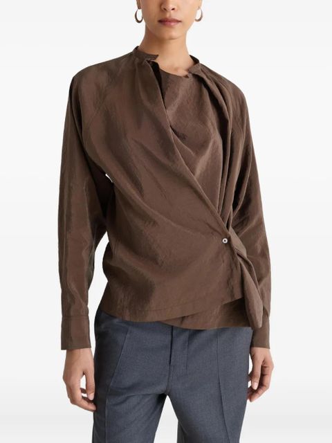 LEMAIRE twisted pleat blouse - Brown