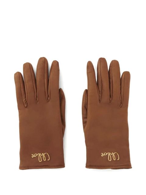 Chloé Iconic logo leather gloves - Brown - zdjęcie produktu nr 1
