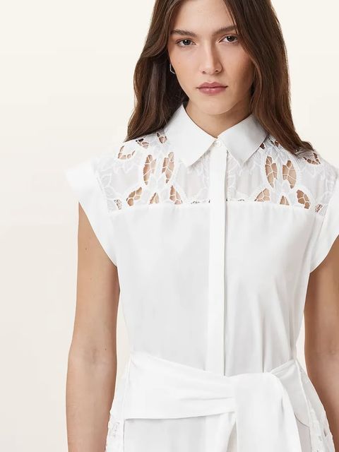 AllSaints sukienka bawełniana ZOLA kolor biały mini prosta W129DC