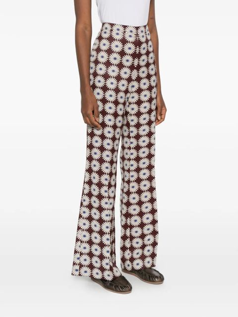 SANDRO floral-print palazzo pants - Brown