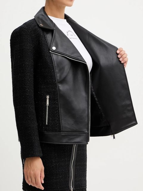 Karl Lagerfeld kurtka z dodatkiem wełny kolor czarny przejściowa B1W14001