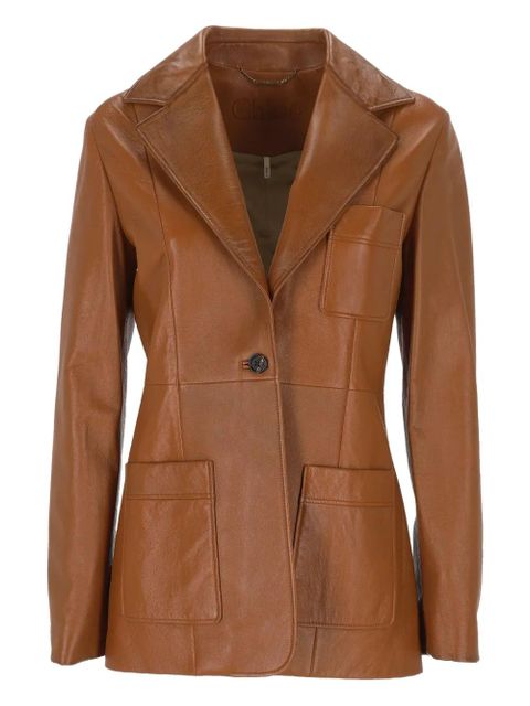 Chloé patch-pocket leather jacket - Brown - zdjęcie produktu nr 1