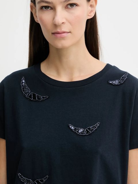 ZADIG&VOLTAIRE t-shirt bawełniany damski kolor granatowy JWTS02821